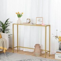 Console Table Tempered Glass Sofa Table Hallway Table Modern Display Table - thumbnail 1