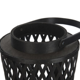 Beliani Boho Bamboo Candle Lantern Black 38 Cm With Glass Candle Holder For Indoor Ambience - thumbnail 5