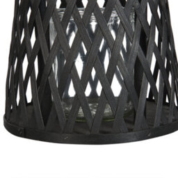 Beliani Boho Bamboo Candle Lantern Black 38 Cm With Glass Candle Holder For Indoor Ambience - thumbnail 6