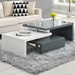 Furniture in Fashion Design Rotating High Gloss Coffee Table In Grey And White - thumbnail 2