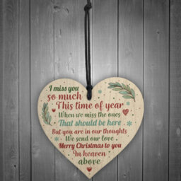 Red Ocean Memorial Christmas Poem Tree Decoration Bauble Wooden Heart Plaque Quote Heaven Friendship Family Gifts - thumbnail 2