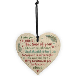 Red Ocean Memorial Christmas Poem Tree Decoration Bauble Wooden Heart Plaque Quote Heaven Friendship Family Gifts - thumbnail 5