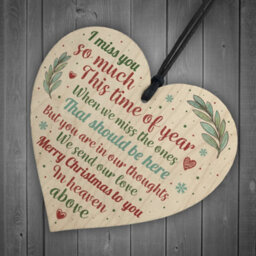 Red Ocean Memorial Christmas Poem Tree Decoration Bauble Wooden Heart Plaque Quote Heaven Friendship Family Gifts - thumbnail 6