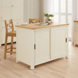 The Furniture Market Marbury Cream Painted Kitchen Island Counter With Breakfast Bar Table Top (2 Seater)