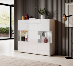 Arte  Minimalist Toledo 46 Display Cabinet 147Cm - Pure White Gloss: Timeless Elegance For Any Interior - thumbnail 3