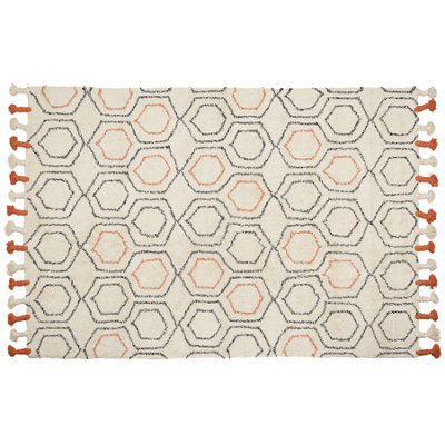 Beliani Rug Hajipur Beige 160 X 230 Cm Cotton - image 1