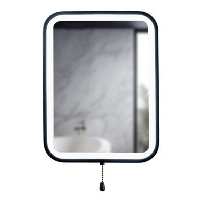 Valuelights Mirror Matte Black Ip44 Rated Bathroom Battery Operated 30 X 40Cm Mirror Light - image 1