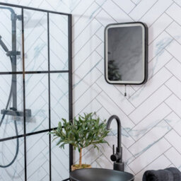 Valuelights Mirror Matte Black Ip44 Rated Bathroom Battery Operated 30 X 40Cm Mirror Light - thumbnail 3