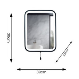 Valuelights Mirror Matte Black Ip44 Rated Bathroom Battery Operated 30 X 40Cm Mirror Light - thumbnail 5