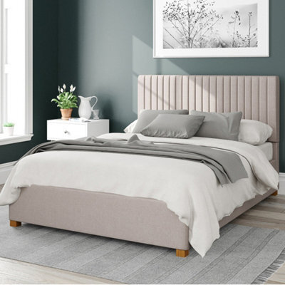 Aspire Grant Fabric Ottoman Bed, Eire Linen Fabric, Off White, Double - image 1