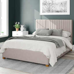 Aspire Grant Fabric Ottoman Bed, Eire Linen Fabric, Off White, Double - thumbnail 1
