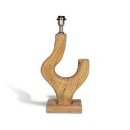Solid Wood Table Lamp With Fabric Shade Natural Finish Artistic Asymmetrical Base For Living Room Or Bedroom - thumbnail 2
