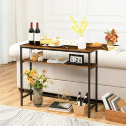 80 Cm Console Table Hallway Table W/ Adjustable Shelves Sofa Table Side Table - thumbnail 1