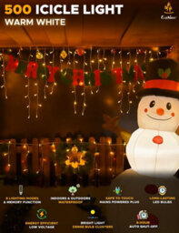 Icicle Lights Outdoor Christmas Lights 500 Led 17M Warm White Decorations String Fairy Lights With Timer For Xmas Garden And Party - thumbnail 2