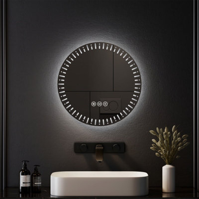 Emke 50Cm Round Bathroom Led Mirror With Demister And 3 Light Dimmable Colors - image 1
