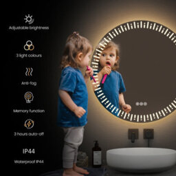 Emke 50Cm Round Bathroom Led Mirror With Demister And 3 Light Dimmable Colors - thumbnail 2