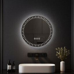 Emke 50Cm Round Bathroom Led Mirror With Demister And 3 Light Dimmable Colors - thumbnail 1
