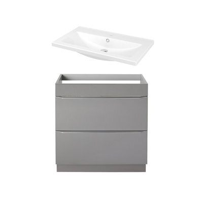 GoodHome Imandra Gloss Anthracite Freestanding Vanity Unit & Basin Set (W)804mm (H)944mm - image 1