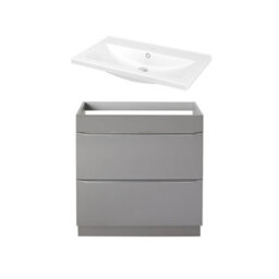 GoodHome Imandra Gloss Anthracite Freestanding Vanity Unit & Basin Set (W)804mm (H)944mm - thumbnail 1