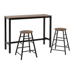 Seconique Athens Breakfast Bar Set - Acacia Effect/black - thumbnail 4