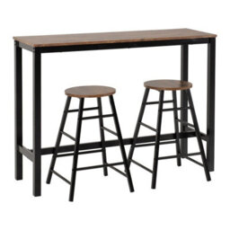 Seconique Athens Breakfast Bar Set - Acacia Effect/black - thumbnail 2