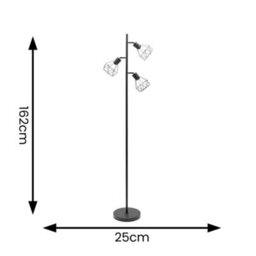 Valuelights Angus Matt Black Metal Geometric Basket Shade Floor Lamp With Led Bulb - thumbnail 6