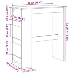 Berkfield Bar Table With Racks Concrete Grey 90X40X103.5 Cm Engineered Wood - thumbnail 9