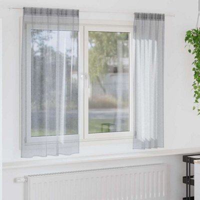 Berkfield Curtains With Curtains 2 Pcs Dark Gray Polyester - image 1