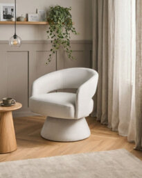 Beliani Swivel Armchair Eidal Off-White - thumbnail 2