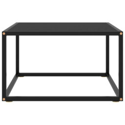 Berkfield Coffee Table Black With Black Glass 60X60X35 Cm - thumbnail 2