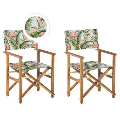 Beliani Set Of 2 Garden Chairs Cine Acacia Wood Pink - image 1