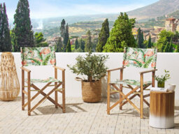 Beliani Set Of 2 Garden Chairs Cine Acacia Wood Pink - thumbnail 2