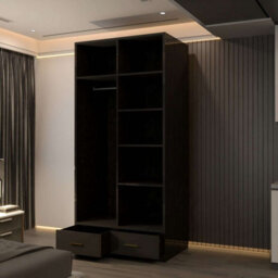 Sliding Wardrobes 4 u LTD Modern High Gloss Hinged Wardrobe With Mirror - 2, 3 Or 4 Doors And Built-In Drawers (Black,90Cm) - thumbnail 3