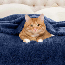 Ameha Fleece Plain Blanket, Lightweight & Reversible Throw For Travel, Bed & Sofa Blanket, Navy Single 130X150Cm - thumbnail 2