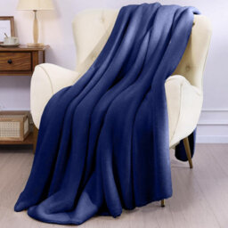 Ameha Fleece Plain Blanket, Lightweight & Reversible Throw For Travel, Bed & Sofa Blanket, Navy Single 130X150Cm - thumbnail 7