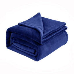 Ameha Fleece Plain Blanket, Lightweight & Reversible Throw For Travel, Bed & Sofa Blanket, Navy Single 130X150Cm - thumbnail 8