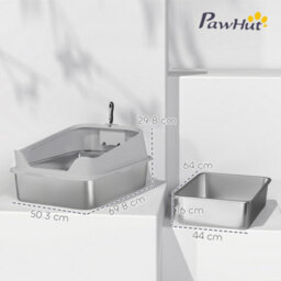 Pawhut Xxl Stainless Steel Cat Litter Box With High Sides, 70 X 50 X 30 Cm - thumbnail 3