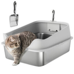 Pawhut Xxl Stainless Steel Cat Litter Box With High Sides, 70 X 50 X 30 Cm - thumbnail 2
