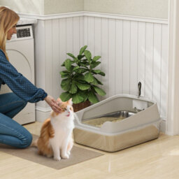 Pawhut Xxl Stainless Steel Cat Litter Box With High Sides, 70 X 50 X 30 Cm