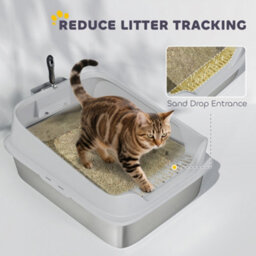 Pawhut Xxl Stainless Steel Cat Litter Box With High Sides, 70 X 50 X 30 Cm - thumbnail 7