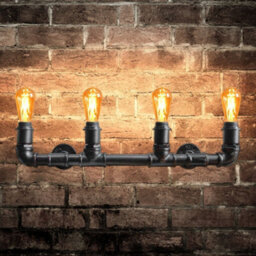 Long Life Lamps Company Vintage Industrial Steampunk Rustic Waterpipe Wall Light M0038 - thumbnail 9