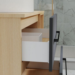 Probaty Bathrooms 990X460mm Vanity Unit Anthracite And Wood Color Mdf,wall Mounted,2 Drawers With Ceramic Basin(Wavy Patterns) - thumbnail 8