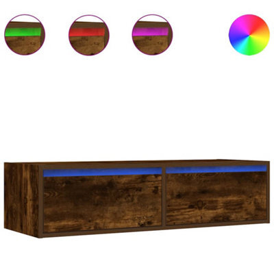 Berkfield Durable Tv Cabinet With Led Lights Smoked Oak 100X35.5X25 Cm - image 1