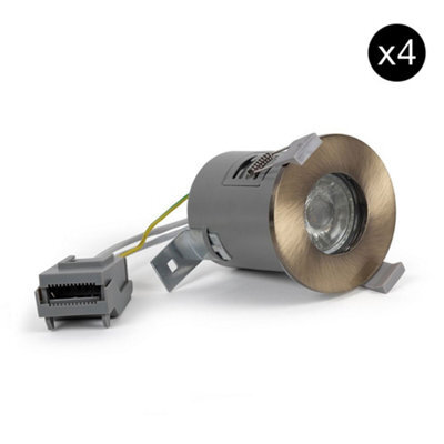4 Pack - Antique Brass Gu10 Fire Rated Downlight - Ip65 - Se Home - image 1