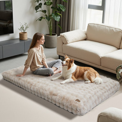 Bingopaw 200Cm Human Dog Bed Plush Dog Crate Bed Fluffy Cozy Kennel Pad For Sleeping & Ease Anxiety - image 1