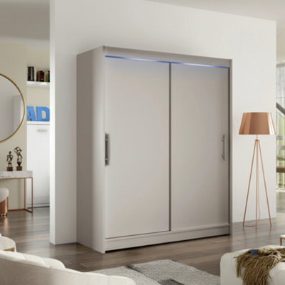 Galeria Wardrobe With Sliding Doors And Led Lighting 150Cm Cashmere - image 1