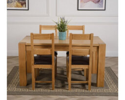 That's Furniture Kuba 150 X 85 Cm Chunky Medium Oak Dining Table And 4 Chairs Dining Set With Lincoln Chairs - thumbnail 2