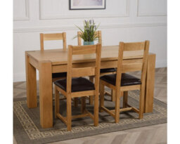 That's Furniture Kuba 150 X 85 Cm Chunky Medium Oak Dining Table And 4 Chairs Dining Set With Lincoln Chairs - thumbnail 3