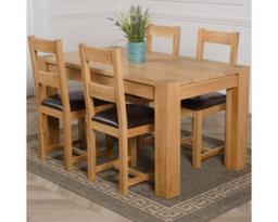 That's Furniture Kuba 150 X 85 Cm Chunky Medium Oak Dining Table And 4 Chairs Dining Set With Lincoln Chairs