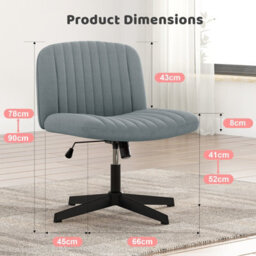 Onemill Stylish Armless Office Chair With Height Adjustable, Wide Seat, Perfect For Home Office And Bedroom-Grey - thumbnail 6